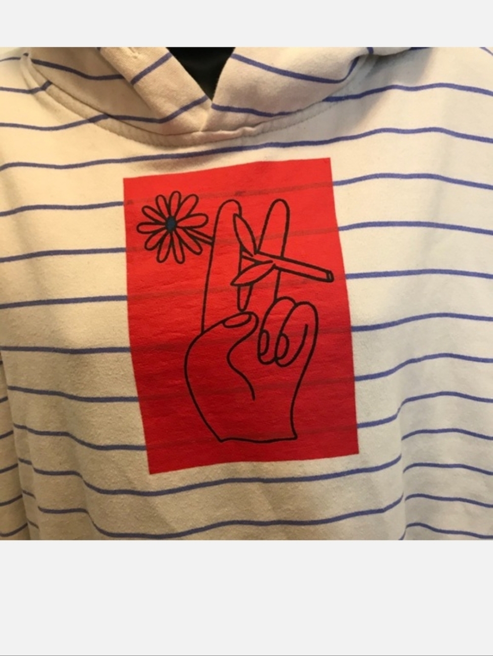 Urban Outfitters Striped Flower Power Peace Hoodie - Picture 2 of 3